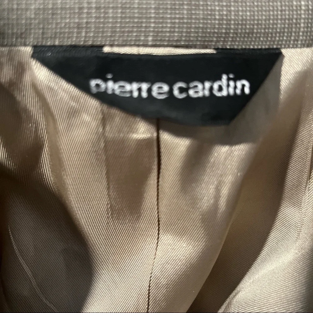 Pierre Cardin brown tan suit jacket one button- military front buttons
